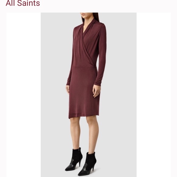 ALL SAINTS tame dress wine burgundy - Picture 3 of 6